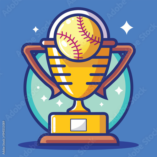Baseball Champion Trophy Award Vector Illustration