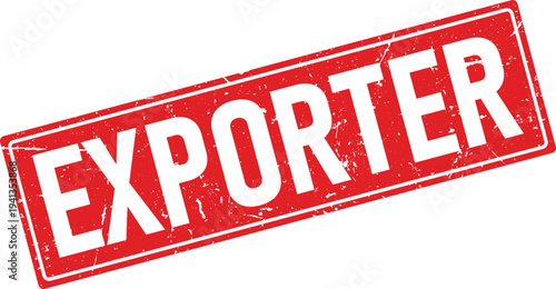 Red Distressed Rubber Stamp with Exporter Text Isolated on White Background