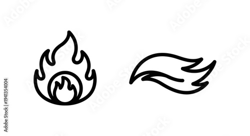 Abstract flame and flame wave icons for heat and energy concepts