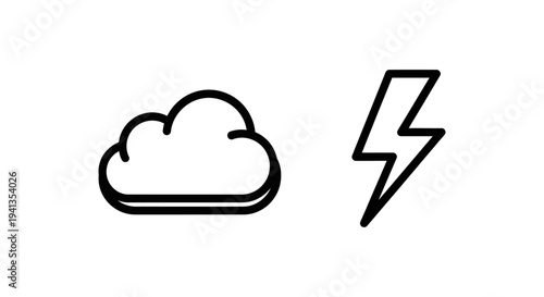 Cloud and lightning bolt icon - weather symbol for storm and power