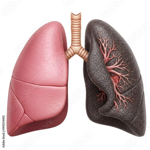 Damaged Smoker Lungs Concept for World No Tobacco Day, Human Lung Damage From Smoking – World No Tobacco Day Awareness, Smoking Damage Human Lungs Healthcare Awareness Concept