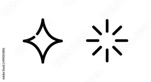 Simple line icons: sparkle and radiance burst. abstract light effects and energy symbols for graphic design