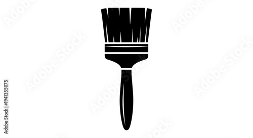Black Paintbrush Silhouette on White Background.