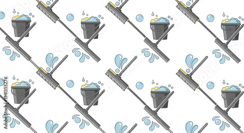 Broom and Dustpan Cleaning Tools Pattern.