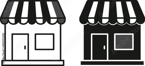 Storefronts with Awnings, Vector Illustration