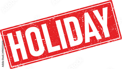 Holiday Grunge Rubber Stamp Impression in Red Rectangle Shape on White