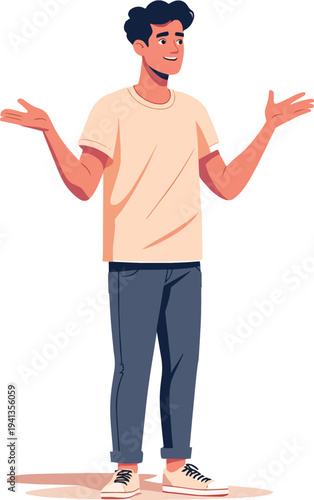 Persona stupita ed emozionata con espressione di sorpresa – illustrazione vettoriale