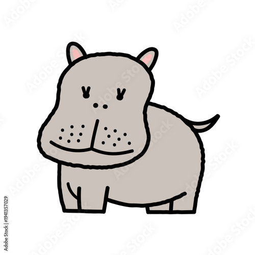 カバのシンプルかわいいイラスト