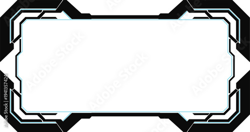 Futuristic digital technology frame border with glowing cyan lines vector illustration
