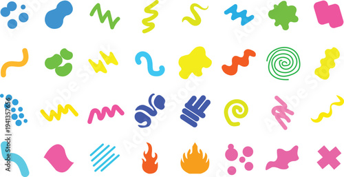 Set of colorful abstract hand drawn doodle shapes and design elements vector illustration