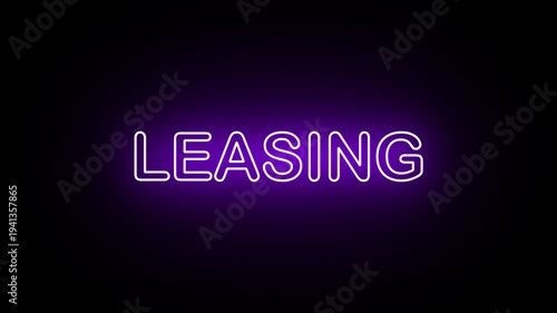 Neon, Glowing, Colorful Leasing animation. leasing neon text motion. Flocker text 4k video.
