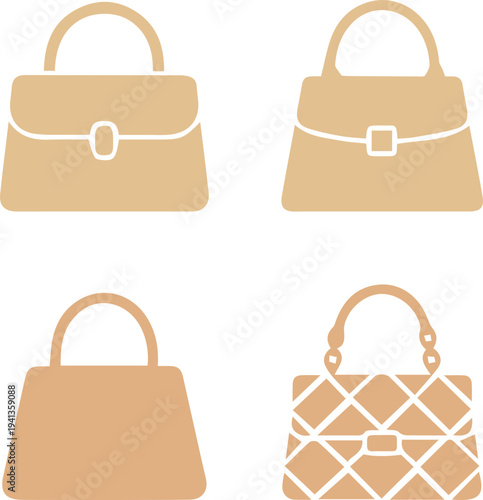 Women Handbag Silhouette Icon Set