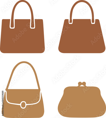 Women Handbag Silhouette Icon Set