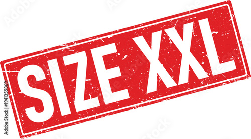 Distressed Red Rectangular Rubber Stamp with White SIZE XXL Text Impression