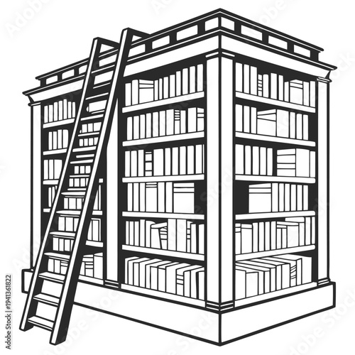 bookshelves silhouette black and white vector illu (1)