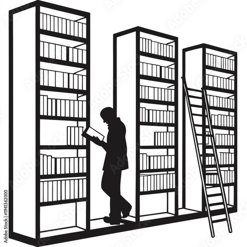 bookshelves silhouette black and white vector illu (1)(1)