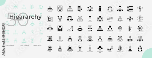 Hiearachy Duotone Editable Icons set