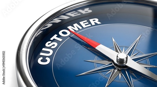 Customer Compass Interface Highlighting Client Focus, Service Direction, and Business Strategy Symbolizing Customer Experience Management and Market Orientation