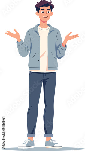 Persona stupita ed emozionata con espressione di sorpresa – illustrazione vettoriale