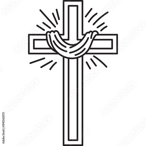 Christian Cross with Shroud Icon