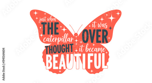 Butterfly quote vector isolated on White Background