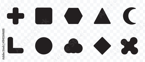 Abstract Geometric Shapes Vector Set. Basic Modern Design Elements for UI UX, Logos and Graphics