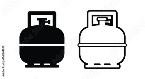 Two black and white depictions of propane gas tanks side by side