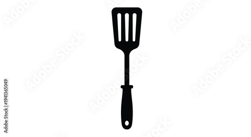 Simple black silhouette of a kitchen spatula on a white background