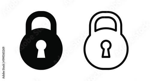 Two padlock icons one filled and one outlined side by side