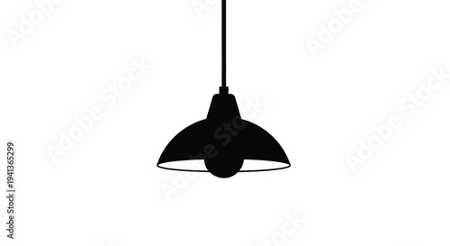 A simple black silhouette of a hanging pendant light fixture