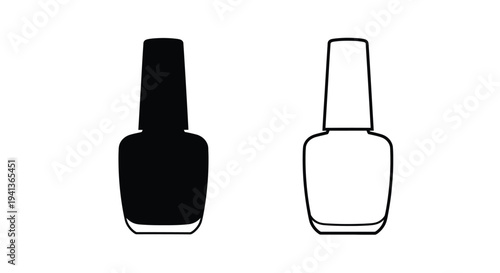 Two nail polish bottles one filled and one empty in monochrome
