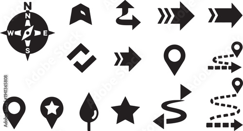 Navigation icons for mapping and direction guidance systems