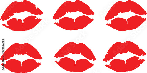 Red Lipstick Kiss Marks Pattern, Romantic Beauty Background, Love Symbol, Valentine