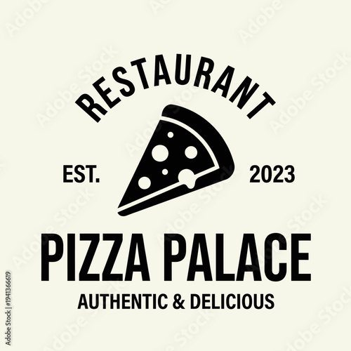 An inviting logo for a pizza restaurant, showcasing a pizza slice in an authentic style, conveying deliciousness and appealing to hungry customers.