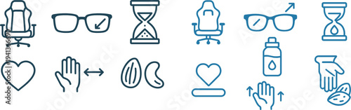 Graphic features various icons symbolizing comfort, focus, time management, connection, and health, depicting essentials for enhancing productivity and well-being in daily life.
