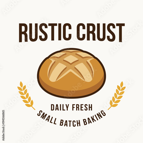 This welcoming image highlights a freshly baked round loaf of bread, representing small-batch baking, perfect for promoting local bakeries and artisan baking methods.