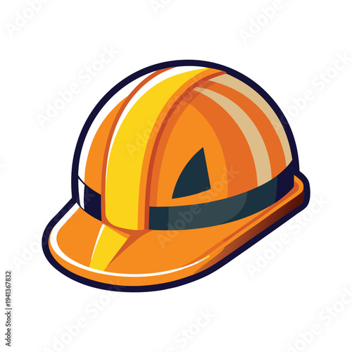 Construction Safety Helmet Flat Icon Industrial Hard Hat Illustration