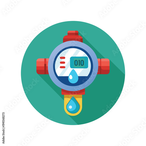 Smart Water Meter Icon Digital Flow Measurement Utility Illustration