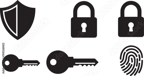 Security icons for protection and safety measures online concept