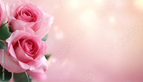 Stunning Delicate Pink Roses in Bloom with Blurred Background for Romantic Celebrations