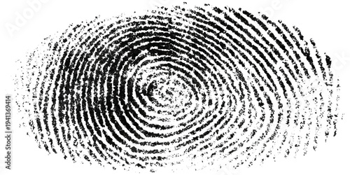 Grunge fingerprint texture abstract black and white thumbprint pattern. vintage distressed ink mark forensic identification retro grungy background design.
