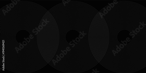 Create a bold look with a centric circle background featuring vector graphics of sound waves.