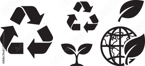 Eco friendly symbols for recycling and green earth concept