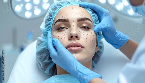 Dermatologist Examining Patient Face Under Clinical Lamp Professional Medical Skin Consultation