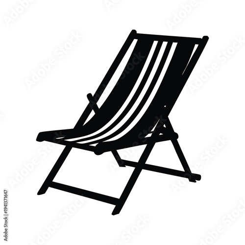Relaxing on the beach a striped deck chair silhouette vector illustration, beach chair silhouette vector illustration