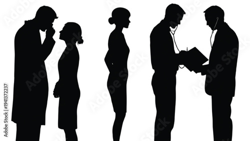 Doctor medical checkup silhouettes healthcare profession concept