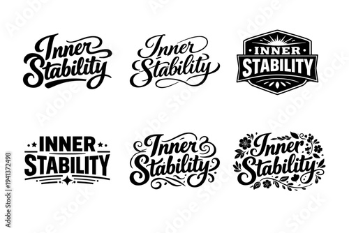 Inner Stability. Set lettering. harmonious lettering variations of the same emblematic concept, each with different artistic interpretation (Bold