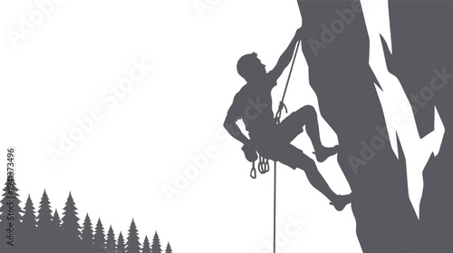 Rock Climber Silhouette, Mountain Landscape