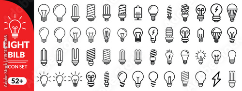 Light Bulb Icons. Minimalist Vector Illustration for Innovation and Smart Technology, Light Bulb Icon set design. 