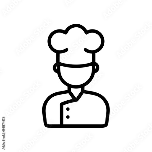 Chef wearing a protective face mask and traditional chef hat isolated on white background, Vector